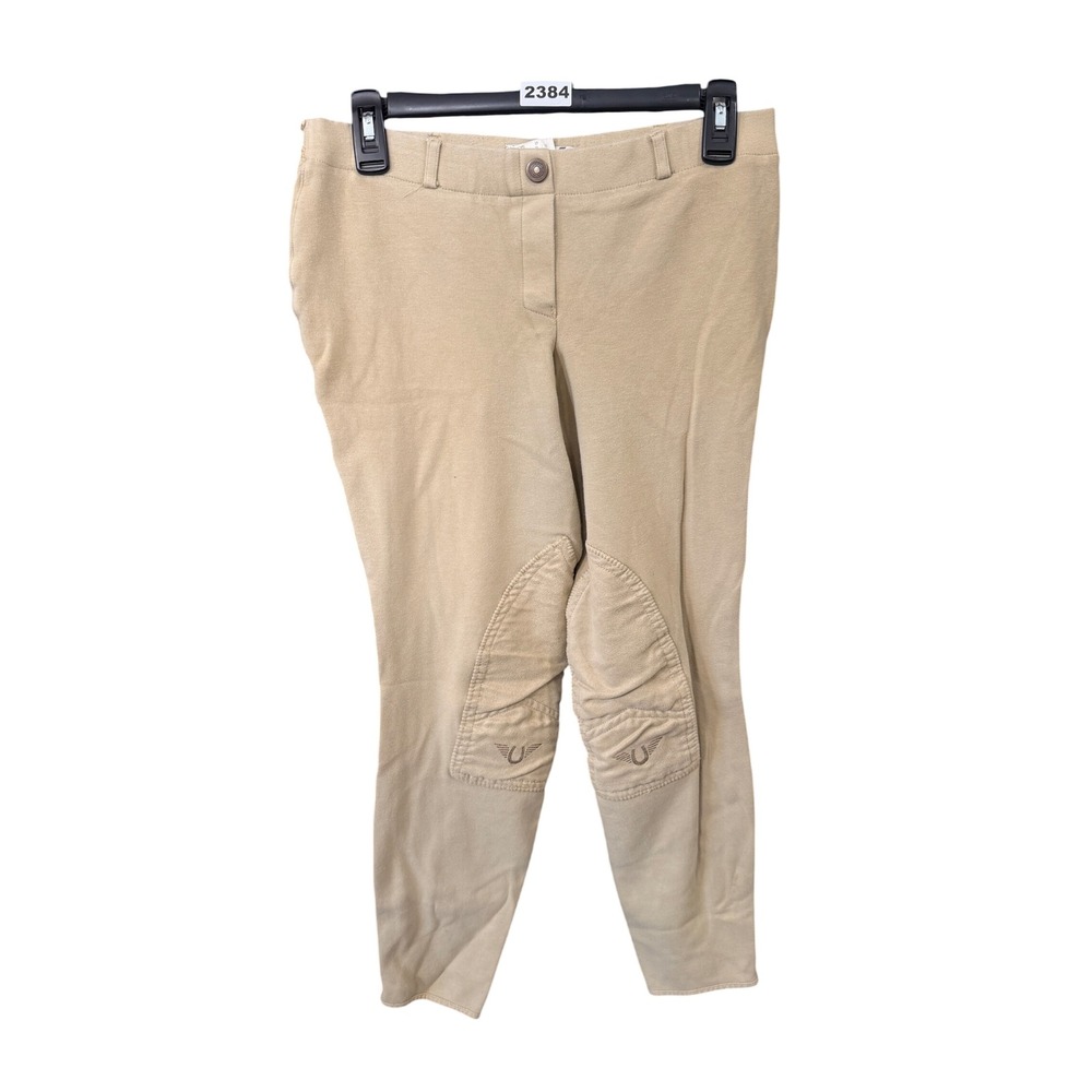 TuffRider Breeches Women 28 Tan Starter Lowrise Pull On Equestrian Riding Pants